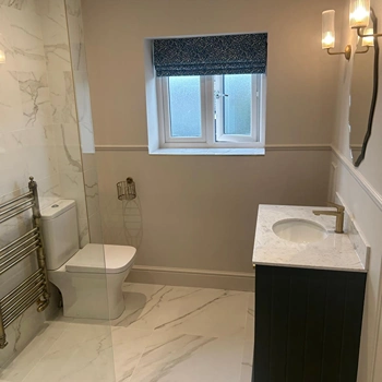 toilet and shower in bathroom