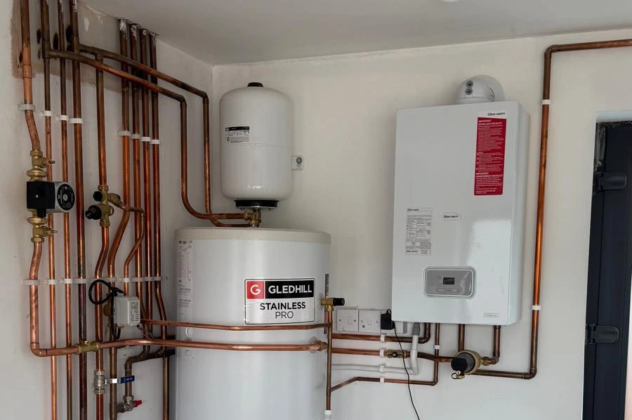 pipework and cylinder installed