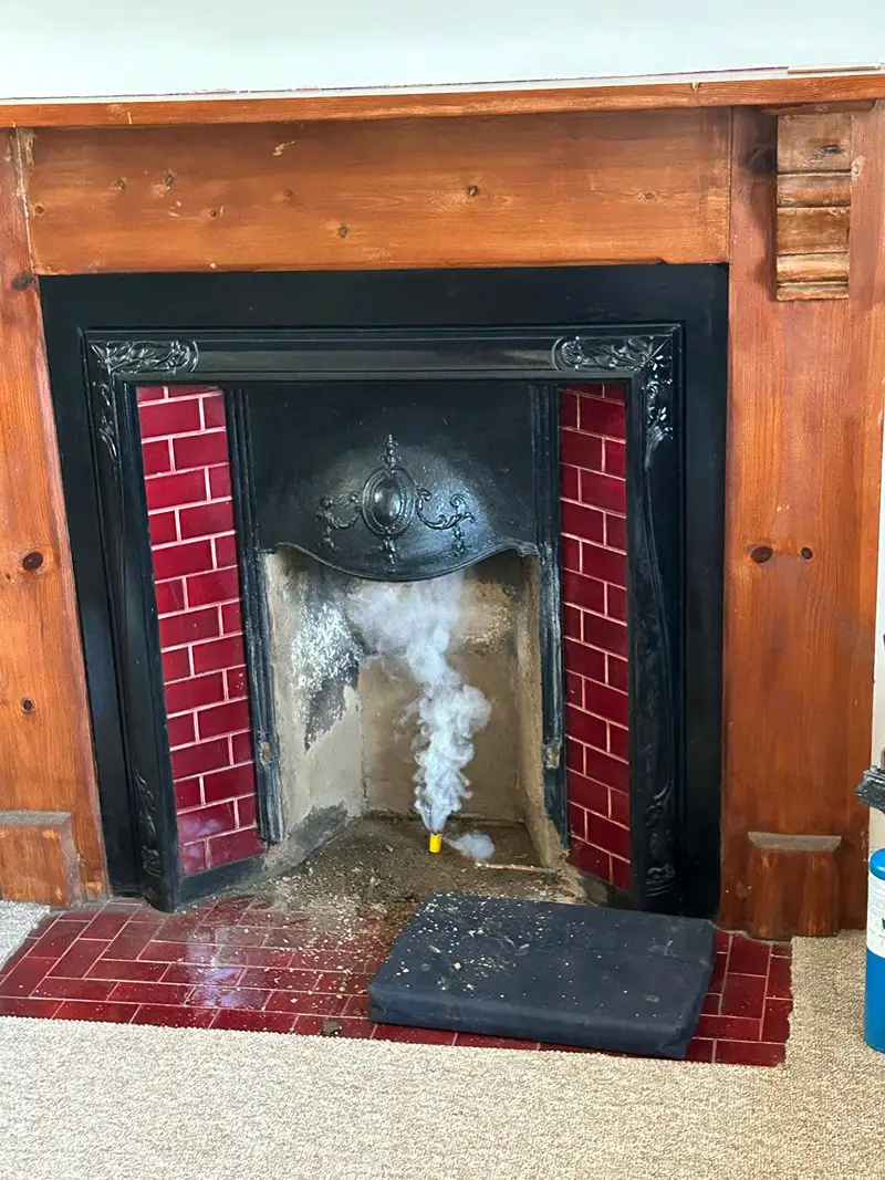 smoke test in fireplace